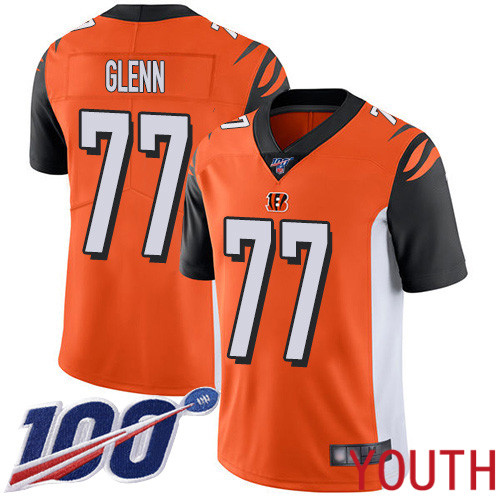 Cincinnati Bengals Limited Orange Youth Cordy Glenn Alternate Jersey NFL Footballl 77 100th Season Vapor Untouchable